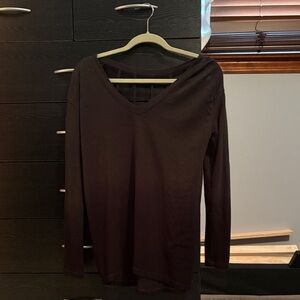 American Eagle Outfitters Black Long Sleeve V-Neck Top